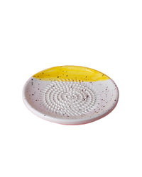 Small Ceramic Garlic Grater Plate - Yellow & White