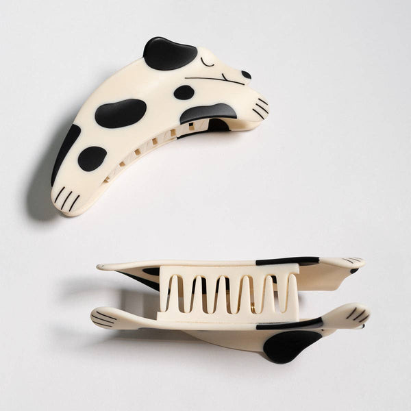 Black and White Matte Acetate Puppy Dog Hair Claw Accessory
