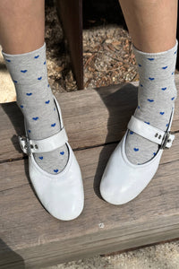 Heart Sneaker Socks- White/ Red