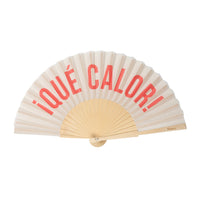 Hand Fan - Beige and Red “What Heat”