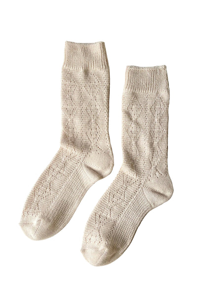 Modal Eyelet Socks - Oyster