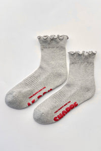 Ruffled Hugger Crew Socks -  Vintage Pink/ Black