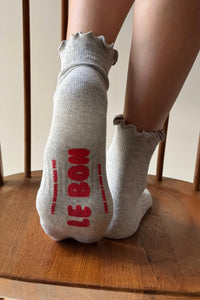 Ruffled Hugger Crew Socks -  Vintage Pink/ Black