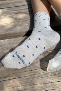 Heart Sneaker Socks- White/ Red