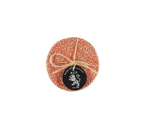 Jute Coasters in Tangerine/Natural, Tied Set of 4