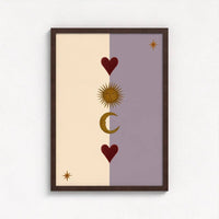 Queen of the Rodeo - Giclee Art Print - Sun, Moon and Heart (Mauve): A3