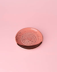 Small Ceramic Garlic Grater Plate - Gift Ready - Chocolate: WITH PACKAGING