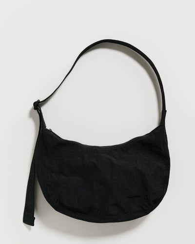 Black Medium Nylon Crescent Bag