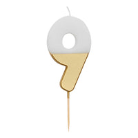 White & Gold Birthday Number Candles | 0-9 | Single |: 1