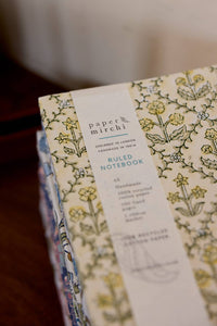 A5 Ruled Notebook - Floral Lattice Buttercream