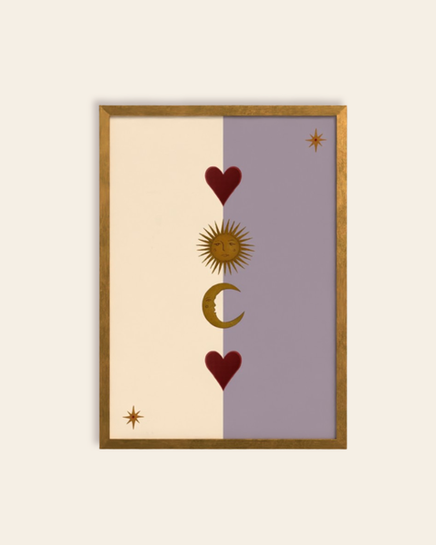 Queen of the Rodeo - Giclee Art Print - Sun, Moon and Heart (Mauve): A3