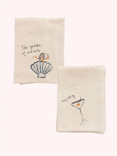 Very Dirty / The Goddess of Cocktails -  Set of Two Linen Napkins