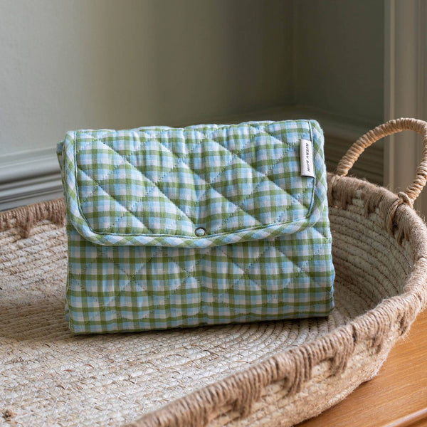 Cotton Travel Baby Changing Mat - Greenhouse Gingham