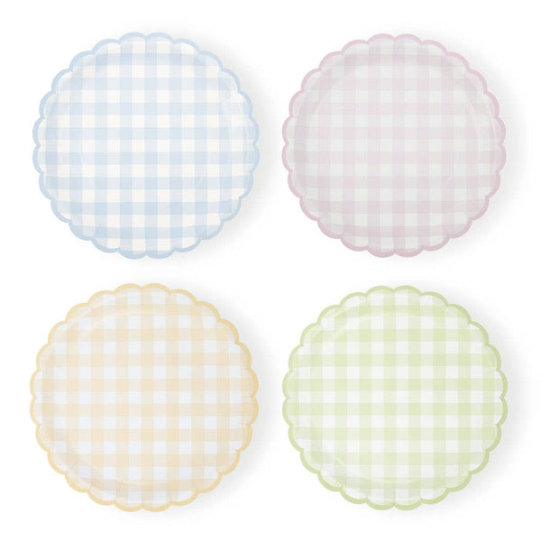 Scalloped Plates - Vichy Pastel - 4 Colours Assorted