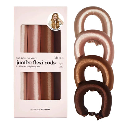 Satin Jumbo Flexi Rods 4pc Set- Rosewood
