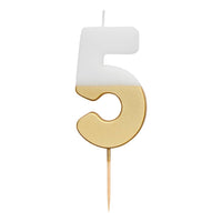 White & Gold Birthday Number Candles | 0-9 | Single |: 2