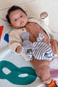 Cotton Knit Baby Comforter: Elephant Cobalt