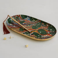 Oval Enamel Tray - The Art of Marbling
