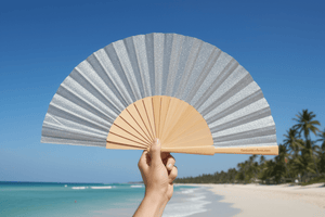 Silver Glitter Fan - 23cm