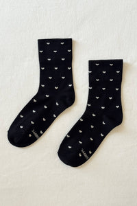 Heart Sneaker Socks- White/ Red