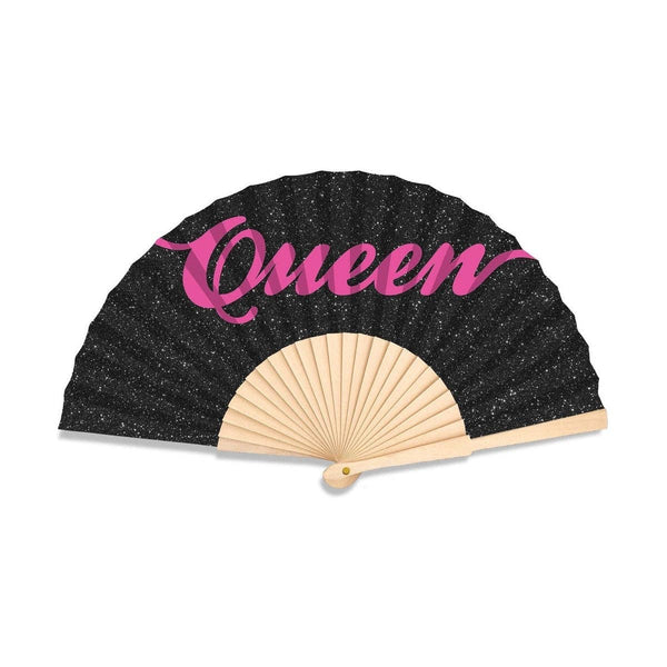 Queen Black Glitter 23cm fan