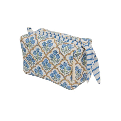 Small Toiletry Bag - Trellis Indigo