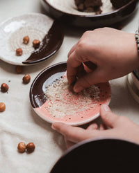 Small Ceramic Garlic Grater Plate - Gift Ready - Chocolate: WITH PACKAGING