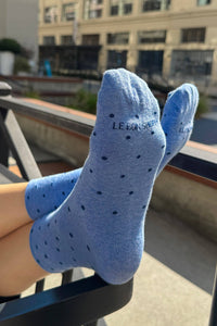 Polka Dot Sneaker Socks - Cacao/ Blue