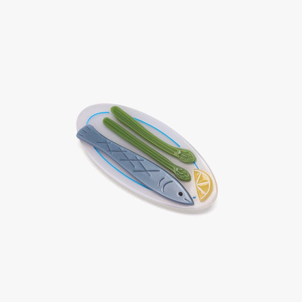 Poisson Sardine Fish Plate Acetate French Barrette Hair Clip