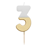 White & Gold Birthday Number Candles | 0-9 | Single |: 2