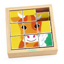Djeco - 9 Wooden Blocks Puzzle - Animoroll