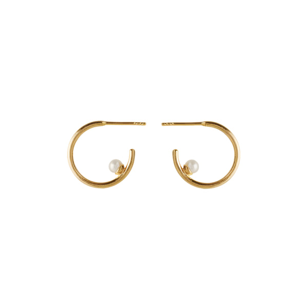 Pearl Globe Hoops - Gold Plated