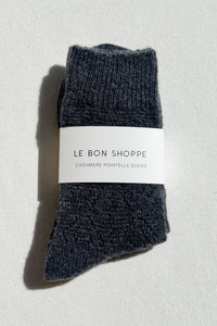 Cashmere Pointelle Socks - Charcoal