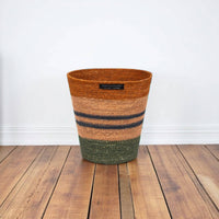 Seagrass Waste Paper Basket in Olive & Old Rose