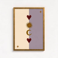 Queen of the Rodeo - Giclee Art Print - Sun, Moon and Heart (Mauve): A3
