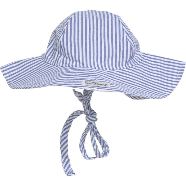 Kids UPF50+ Unisex Floppy Sun Hat - Chambray Stripe Seersucker
