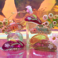 Hesperides Orange Acetate Floral Claw Clip - Large