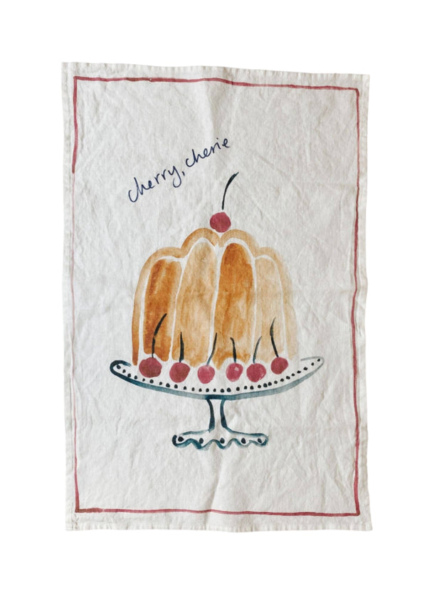 Cherry Cherie Linen Teatowel