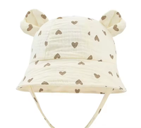 Hydrophilic Muslin Baby Hat - Beige Hearts