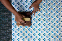 Block Printed Picture Frame (5X7) - Trellis Indigo