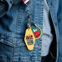 Peanuts Patch Keychain - Snoopy Doghouse Flower