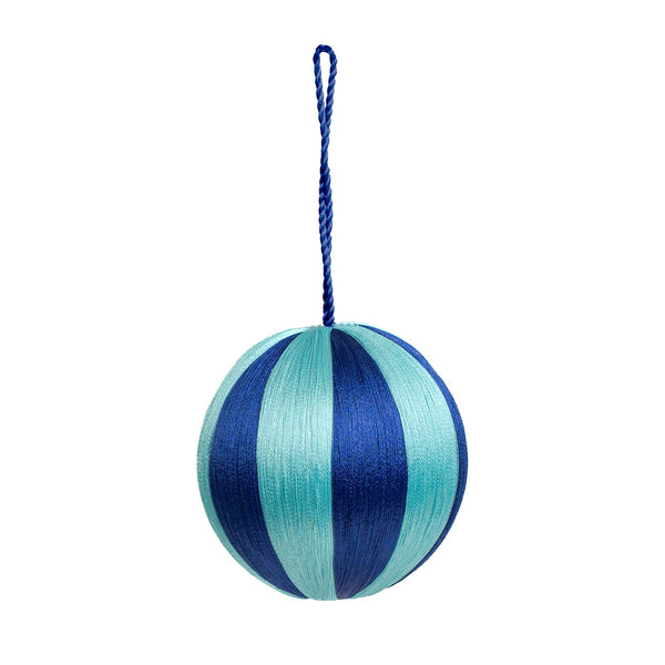 Stripe Bauble 4" Midnight Blue/Teal