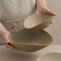 Gohobi Japanese Ceramic Irregular Salad Bowl: 8.5 inch