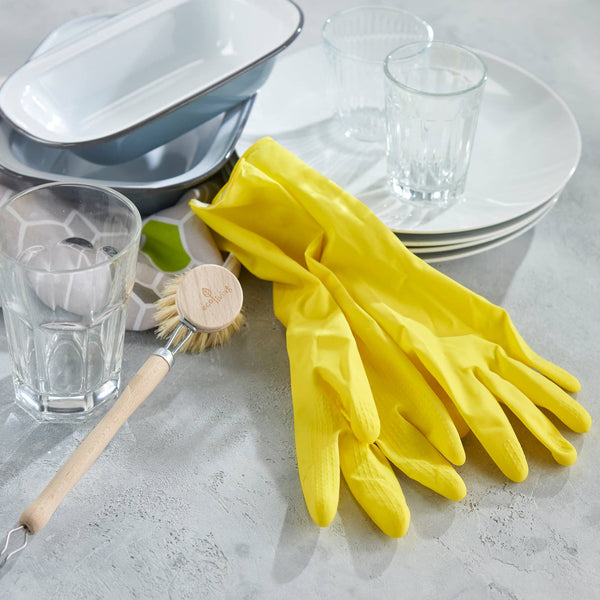 ecoLiving - Natural Latex Rubber Gloves YELLOW: S
