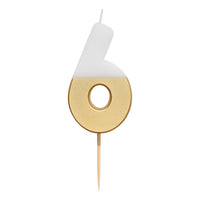 White & Gold Birthday Number Candles | 0-9 | Single |: 2