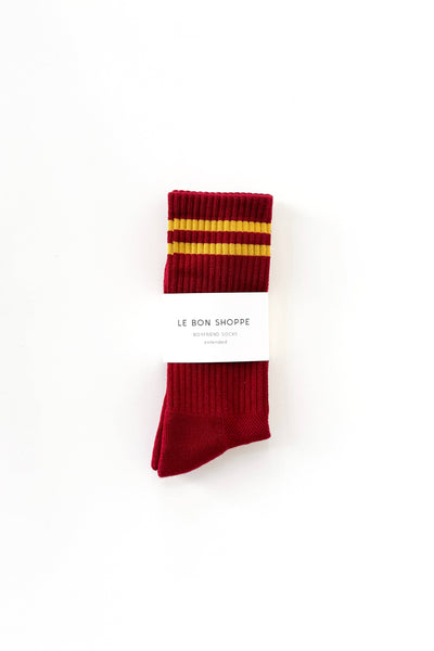 Extended Boyfriend Socks - Cardinal