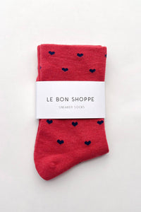 Heart Sneaker Socks- White/ Red