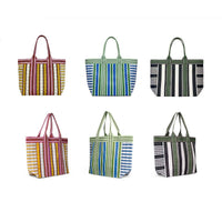 Eco Woven Shopper / Beach Bag in Jet and Grass Green