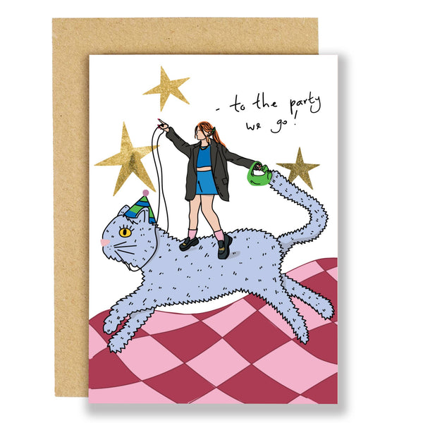 Eat the Moon - Birthday card- To the party we go - gold foil (NEW)