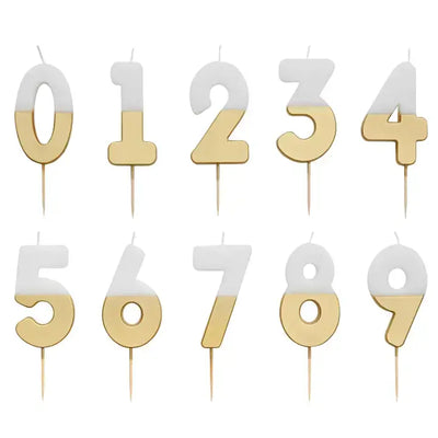 White & Gold Birthday Number Candles | 0-9 | Single |: 1